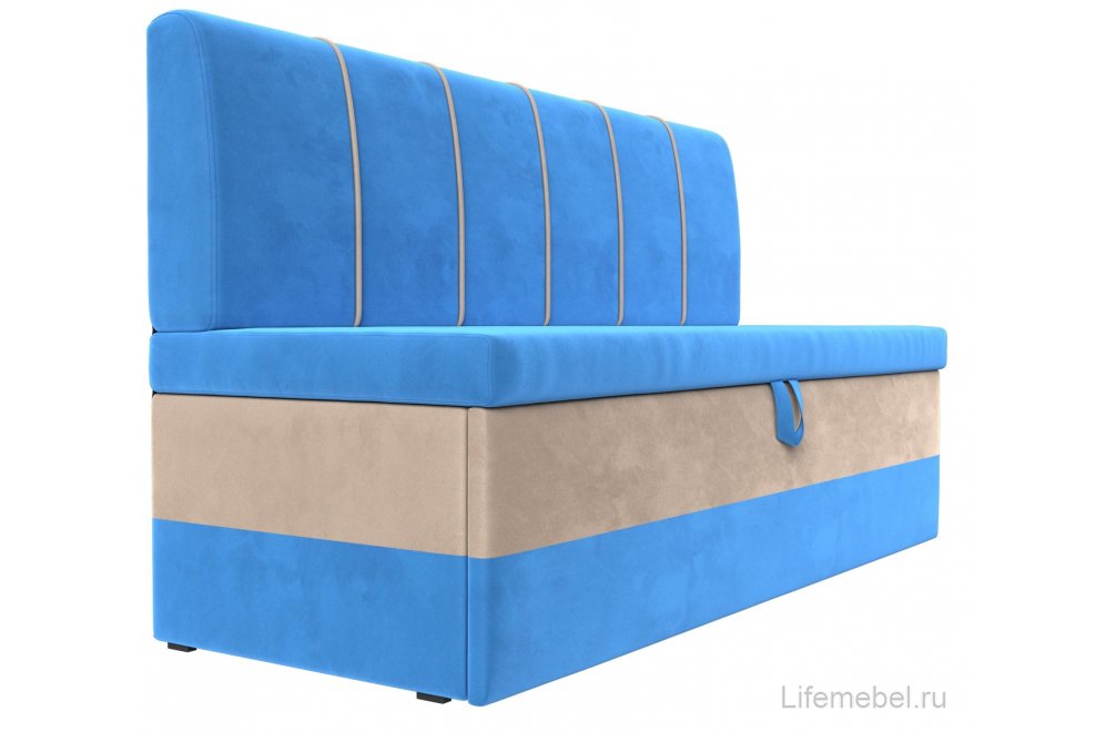 Кухонный диван Энигма голубой / бежевый велюр