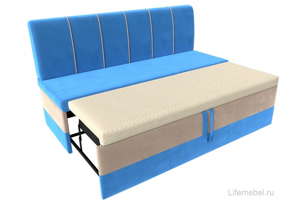 Кухонный диван Энигма голубой / бежевый велюр