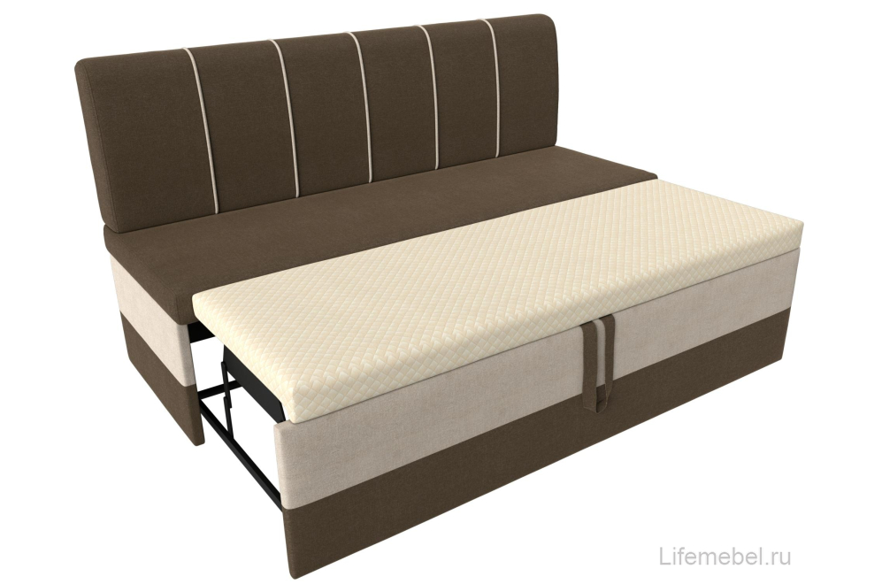 Кухонный диван Энигма коричневая / бежевая рогожка