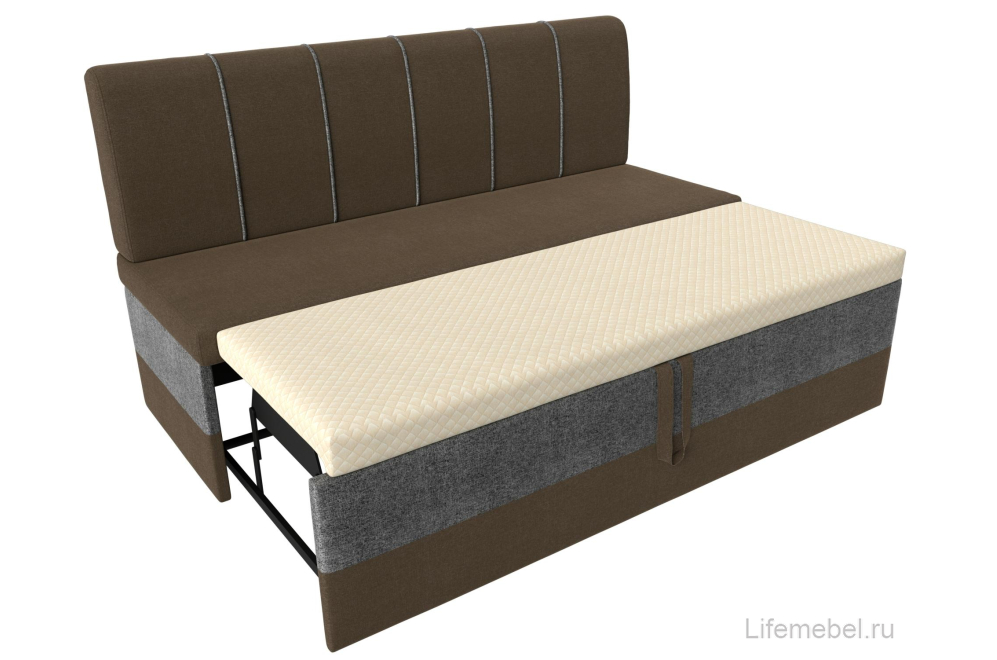 Кухонный диван Энигма коричневая / серая рогожка