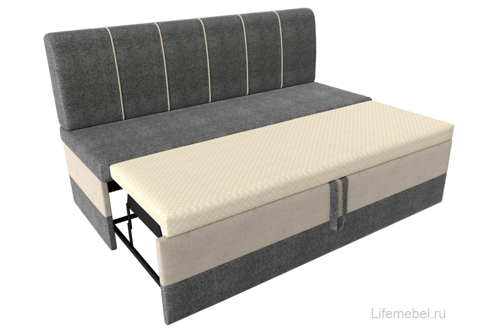 Кухонный диван Энигма серая / бежевая рогожка