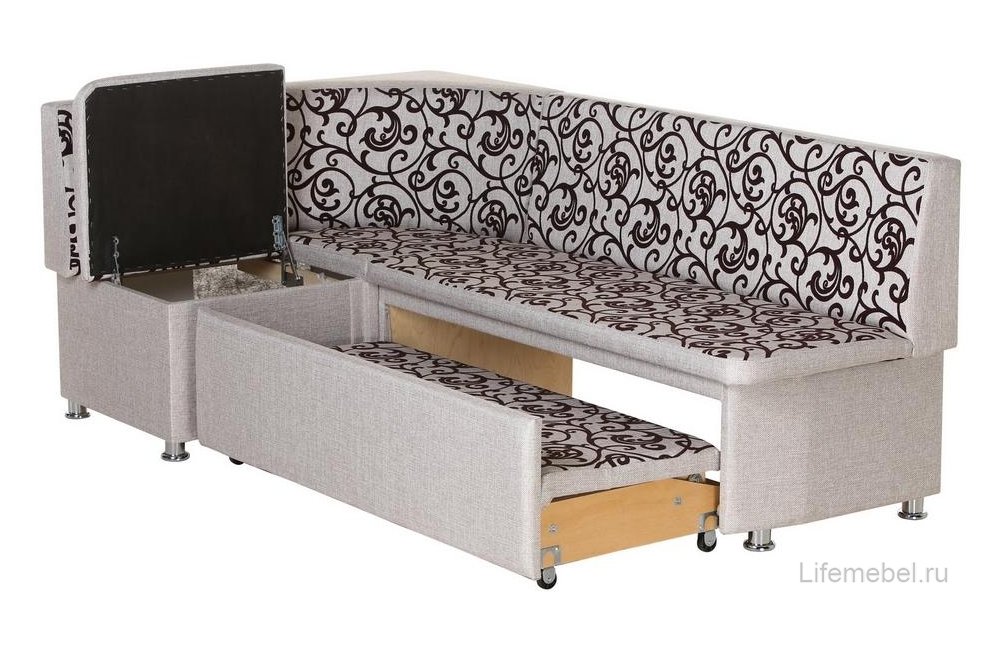 Кухонный диван Сити левый elegance beige вензеля / elegance com beige