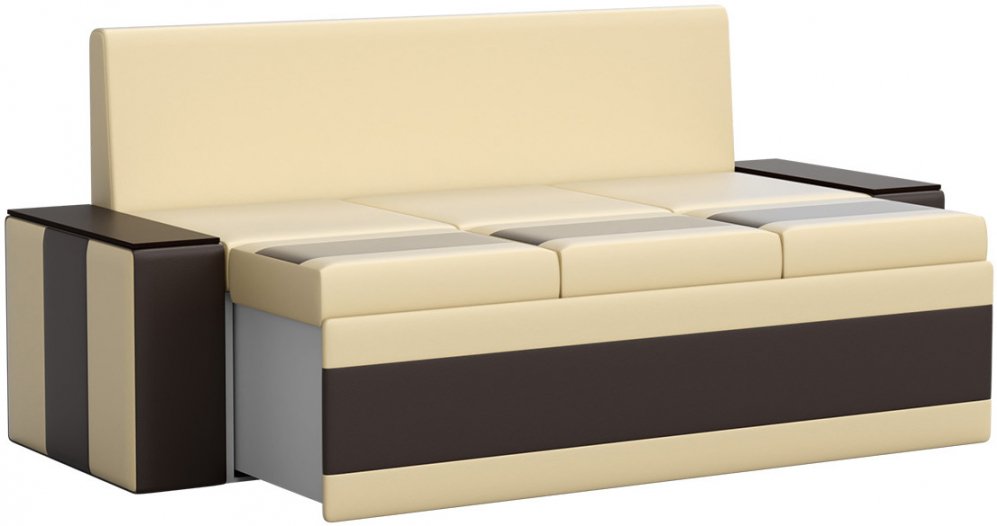 Кухонный диван Лина экокожа бежево-коричневый