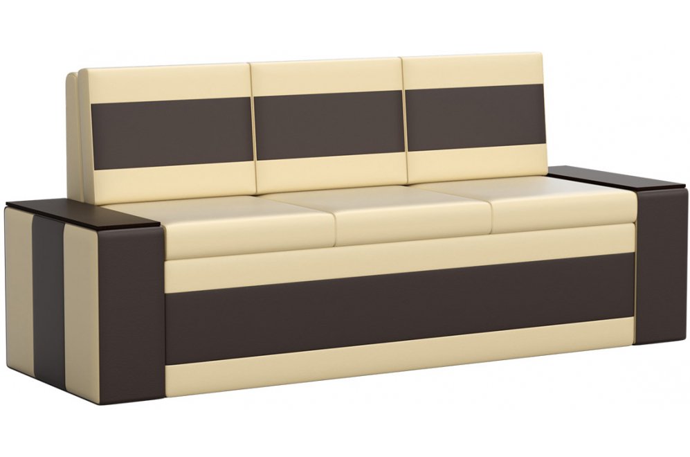 Кухонный диван Лина экокожа бежево-коричневый