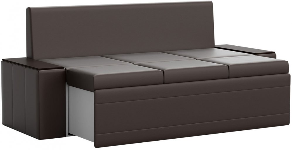 Кухонный диван Лина экокожа коричневый