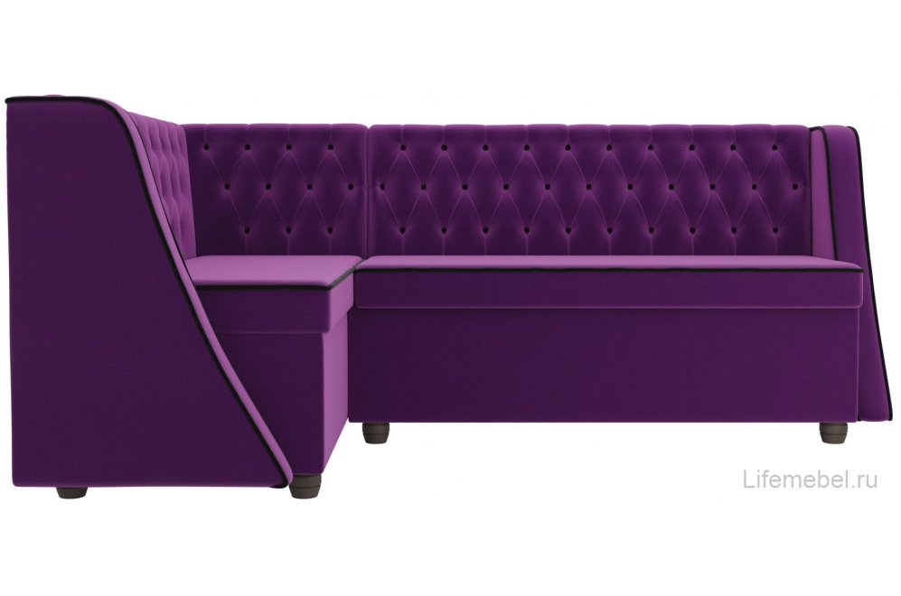 Кухонный диван Лофт левый микровельвет фиолетовый
