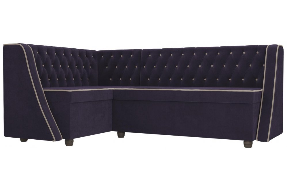 Кухонный диван Лофт левый велюр фиолетовый