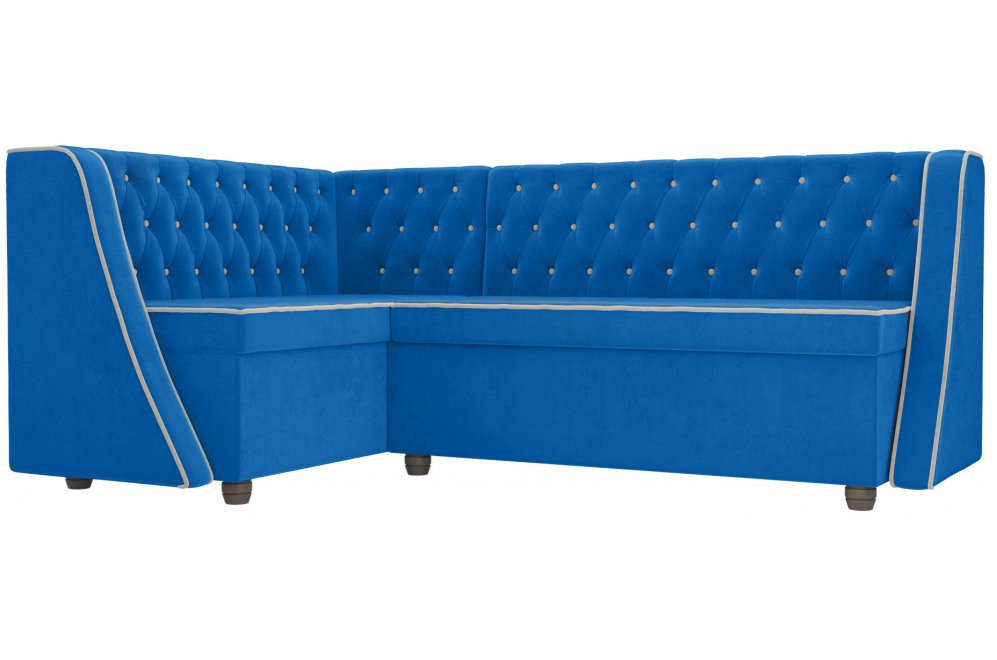 Кухонный диван Лофт левый велюр голубой