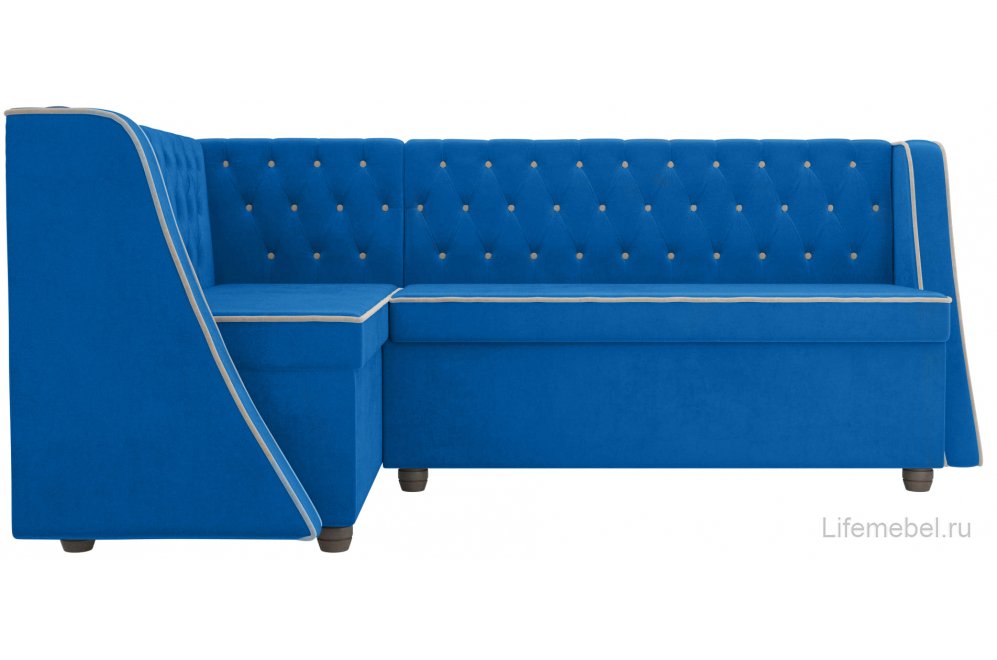 Кухонный диван Лофт левый велюр голубой