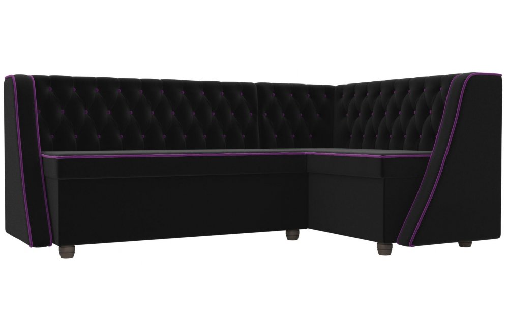 Кухонный диван Лофт правый микровельвет черный