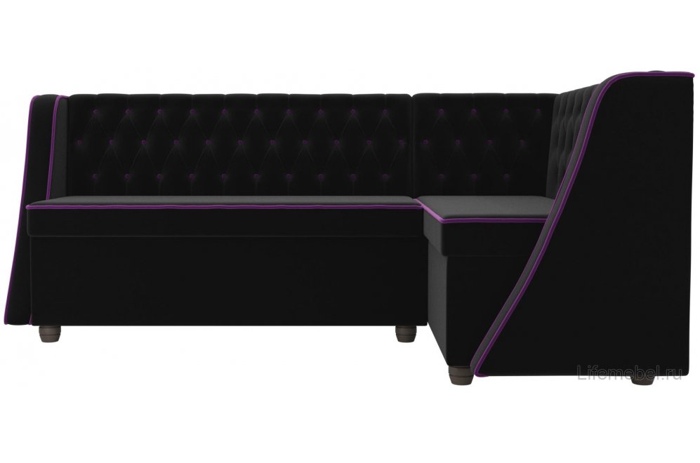 Кухонный диван Лофт правый микровельвет черный