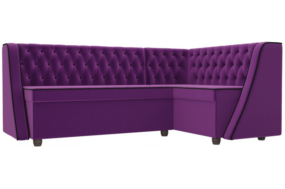 Кухонный диван Лофт правый микровельвет фиолетовый
