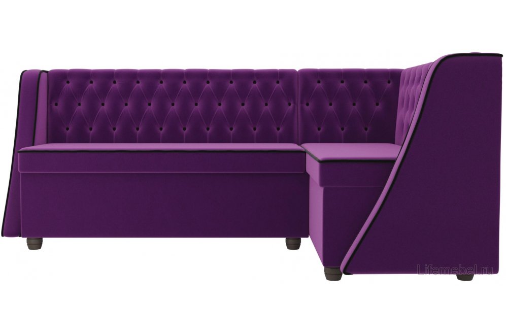 Кухонный диван Лофт правый микровельвет фиолетовый