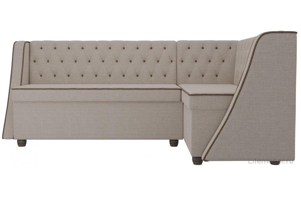 Кухонный диван Лофт правый рогожка бежевый