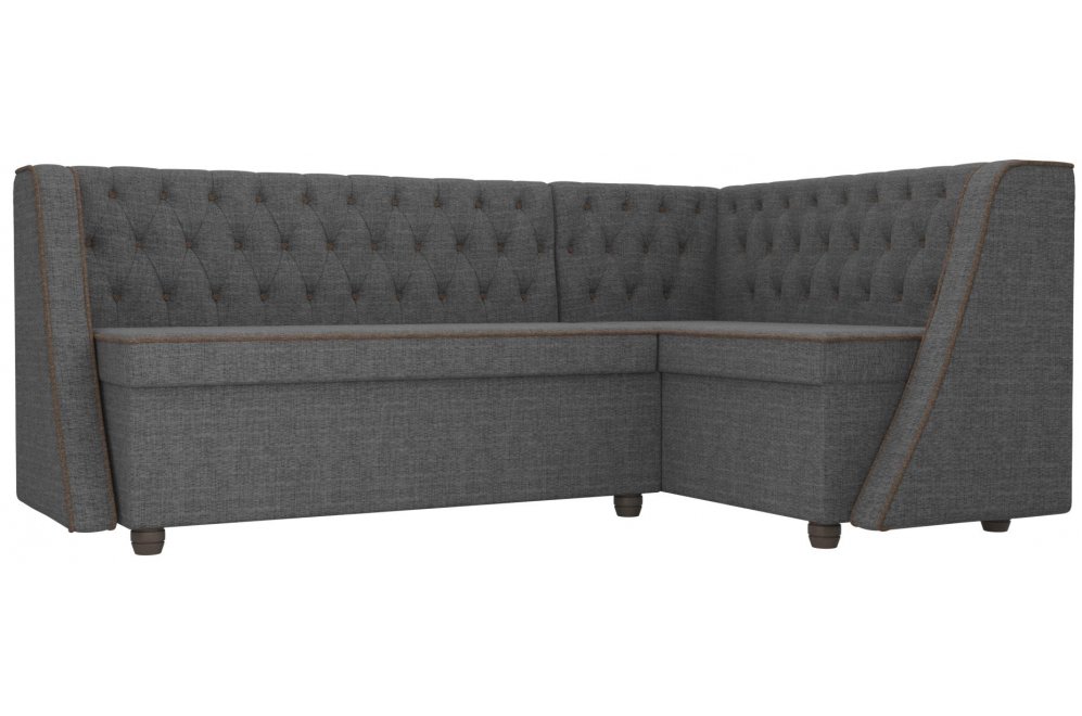 Кухонный диван Лофт правый рогожка серый