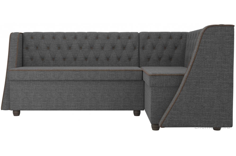 Кухонный диван Лофт правый рогожка серый