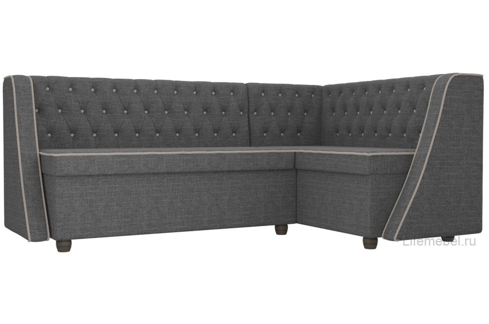 Кухонный диван Лофт правый рогожка серый