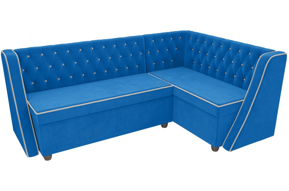 Кухонный диван Лофт правый велюр голубой