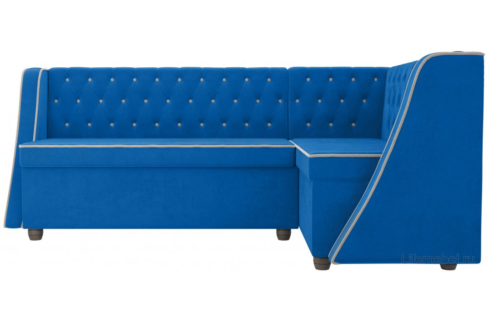 Кухонный диван Лофт правый велюр голубой