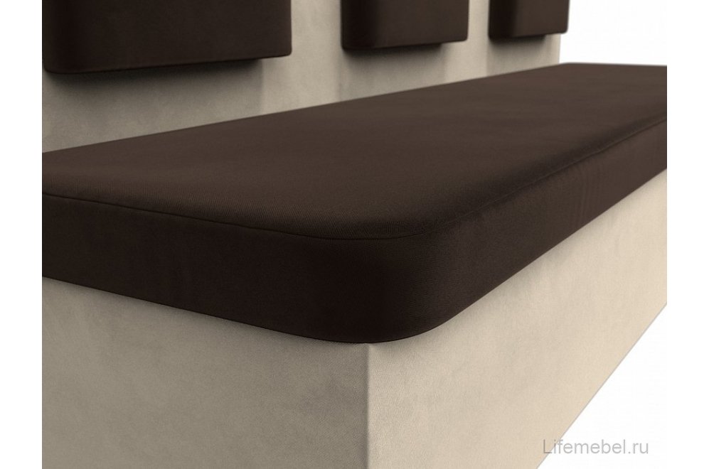 Кухонный диван Форест прямой коричневый / бежевый микровельвет