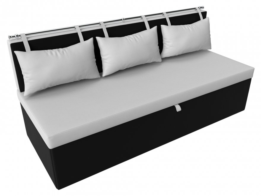 Кухонный диван Метро экокожа бело-черный
