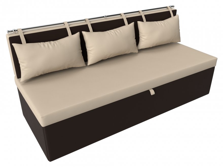 Кухонный диван Метро экокожа бежево-коричневый