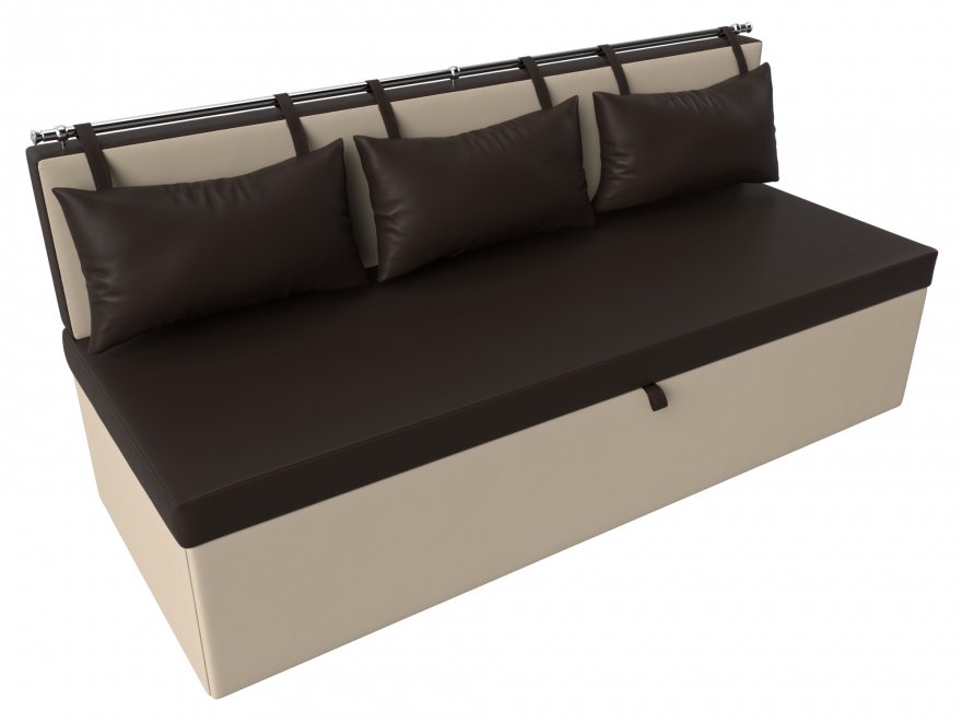 Кухонный диван Метро экокожа коричнево-бежевый