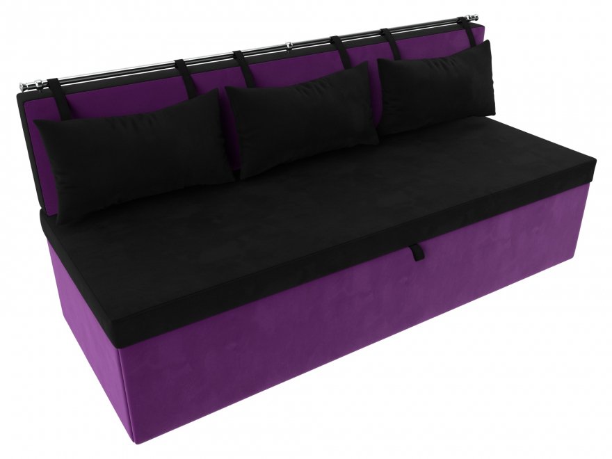 Кухонный диван Метро микровельвет черно-фиолетовый