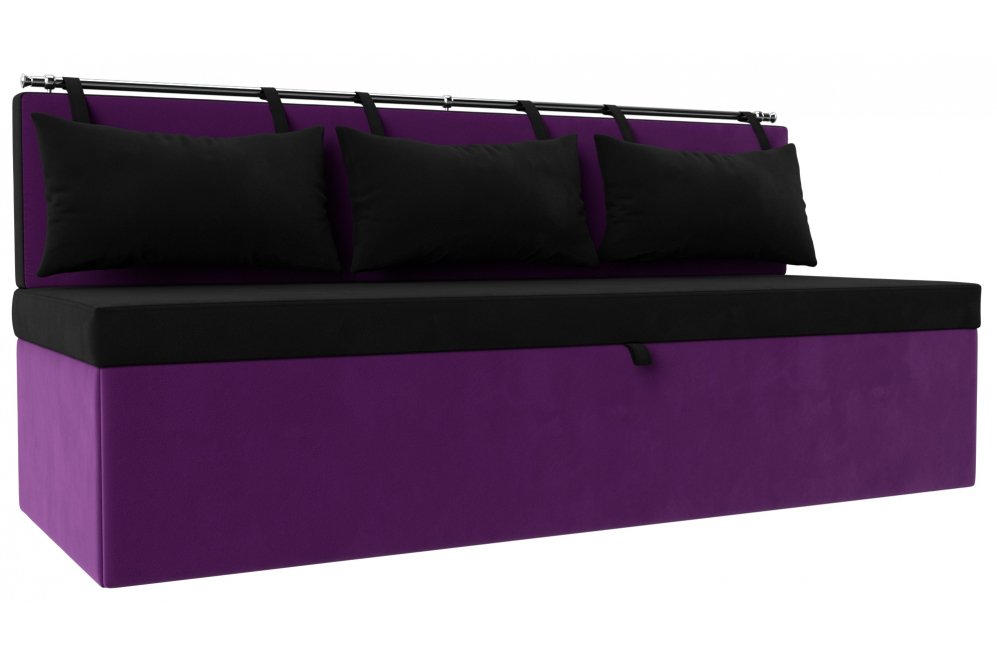 Кухонный диван Метро микровельвет черно-фиолетовый