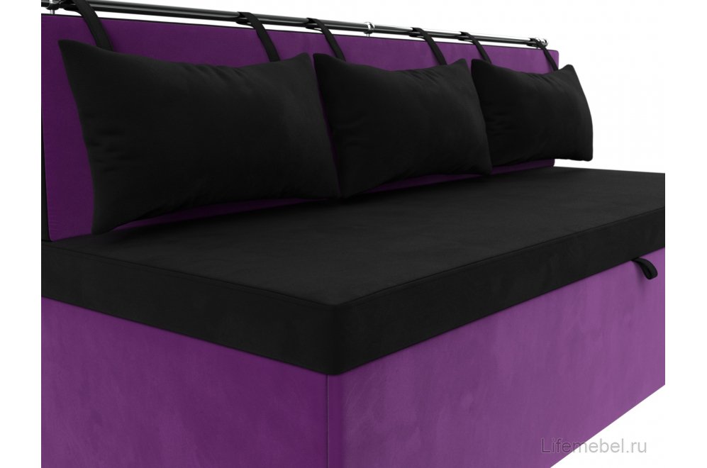 Кухонный диван Метро микровельвет черно-фиолетовый