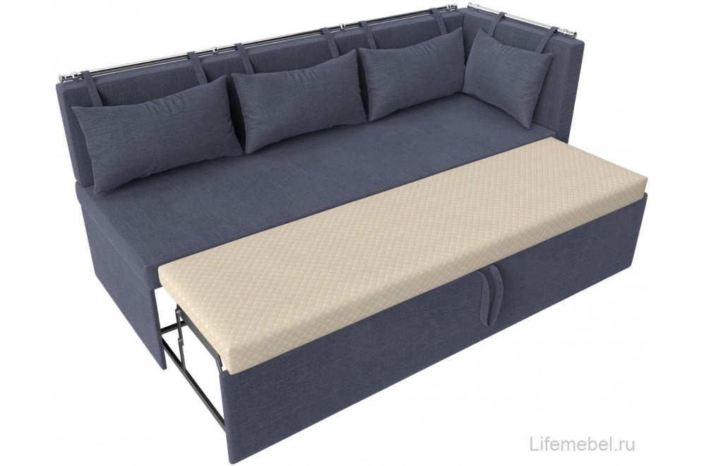 Кухонный диван Метро правый рогожка berat серая