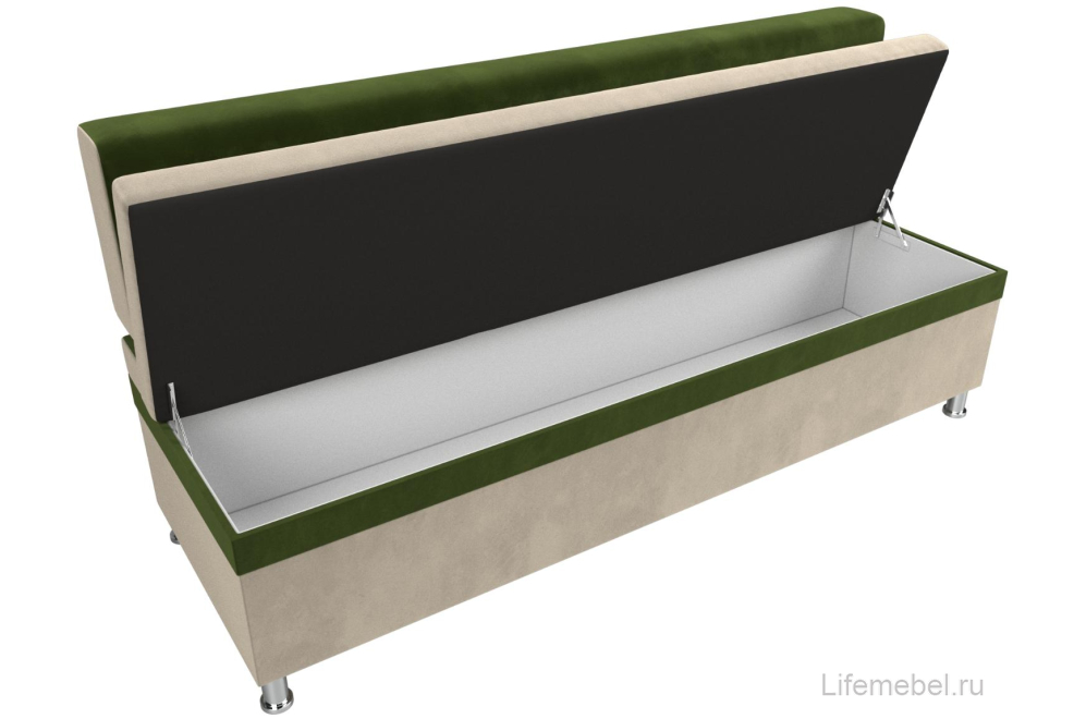 Кухонный диван Стайл микровельвет бежевый / зеленый