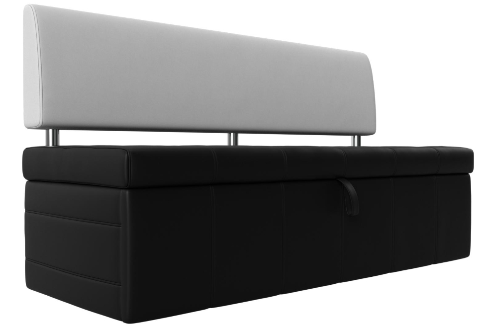 Кухонный диван Стоун экокожа черная/ белая