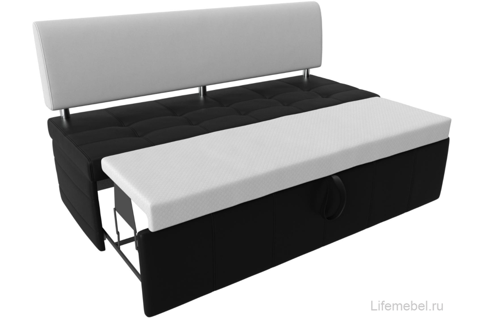 Кухонный диван Стоун экокожа черная/ белая