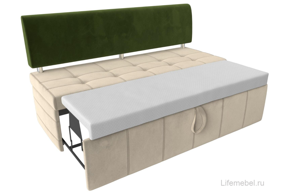 Кухонный диван Стоун микровельвет бежевый / зеленый