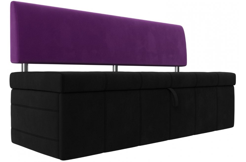 Кухонный диван Стоун микровельвет черный / фиолетовый