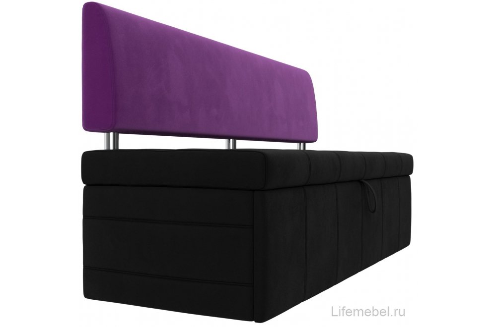 Кухонный диван Стоун микровельвет черный / фиолетовый