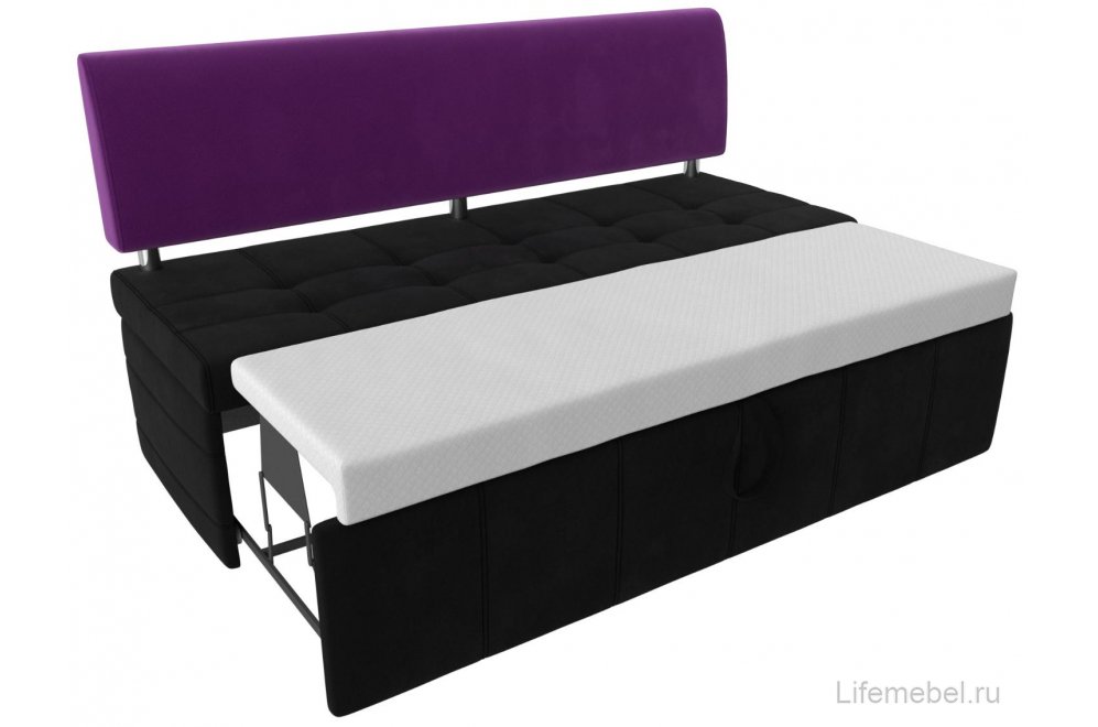 Кухонный диван Стоун микровельвет черный / фиолетовый