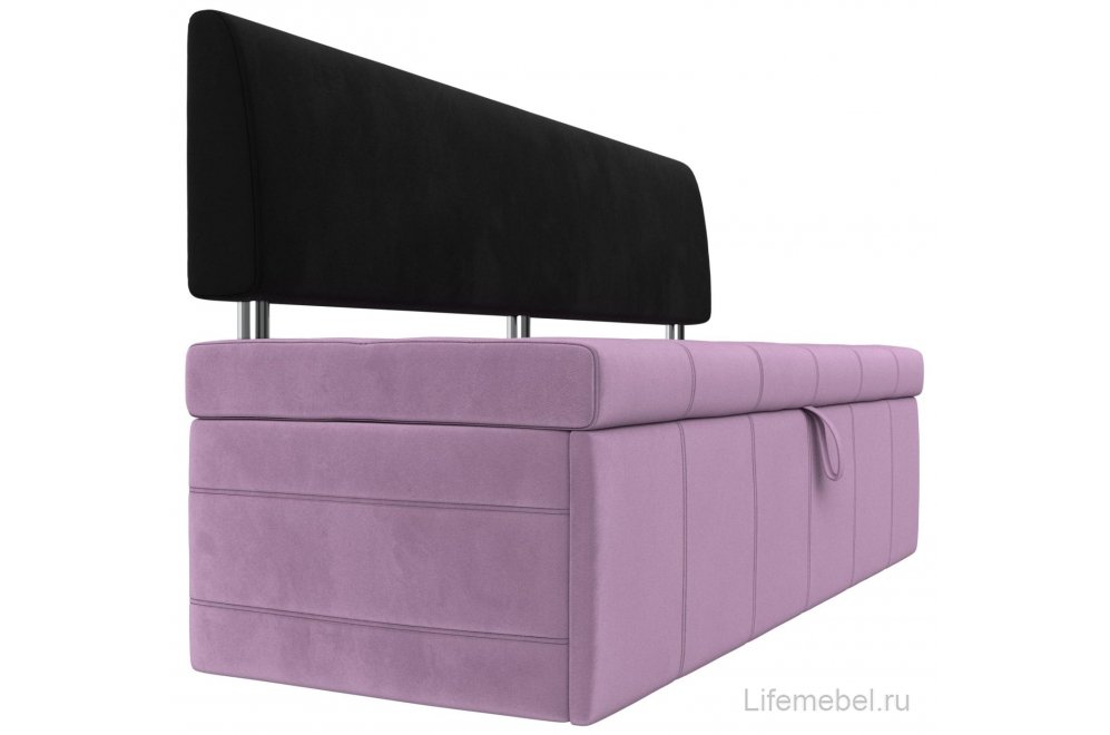 Кухонный диван Стоун микровельвет сиреневый / черный