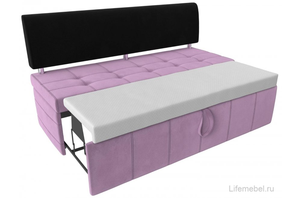 Кухонный диван Стоун микровельвет сиреневый / черный