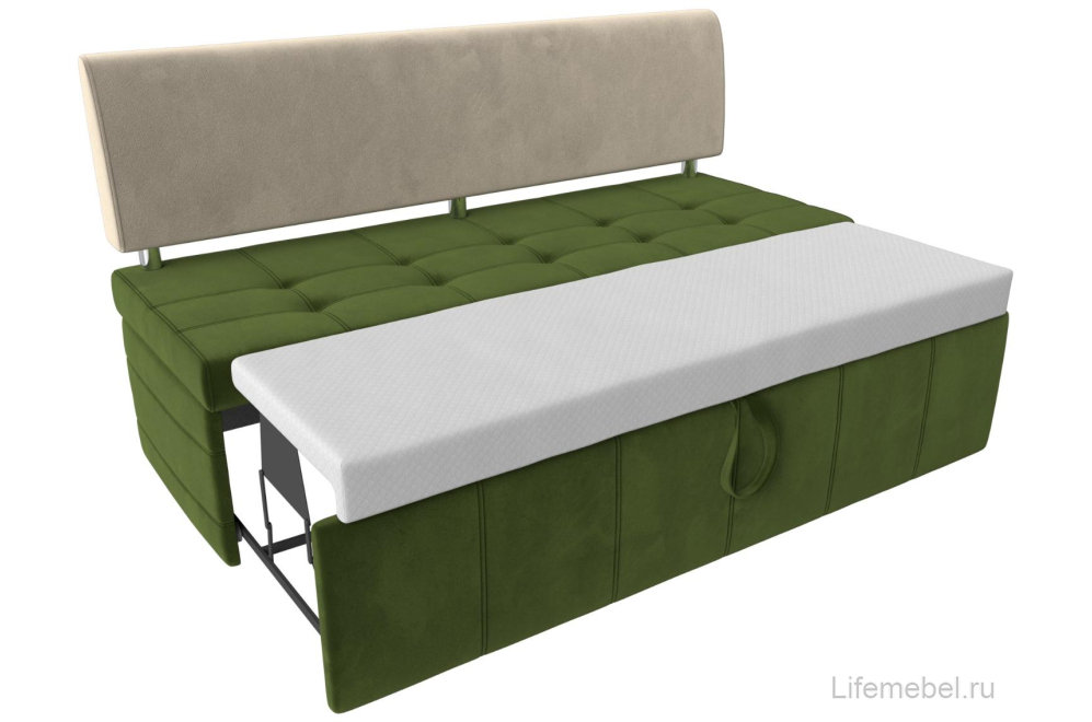 Кухонный диван Стоун микровельвет зеленый / бежевый