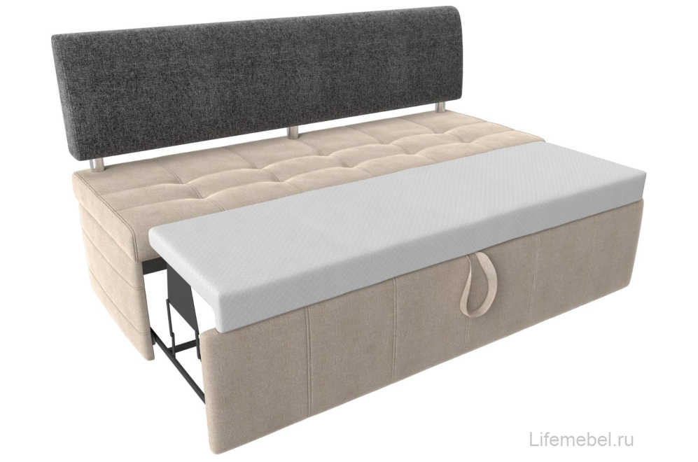 Кухонный диван Стоун рогожка бежевая / серая