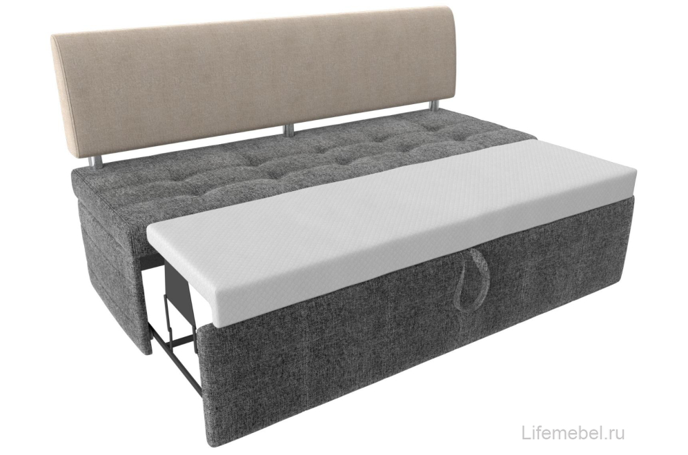 Кухонный диван Стоун рогожка серая / бежевая