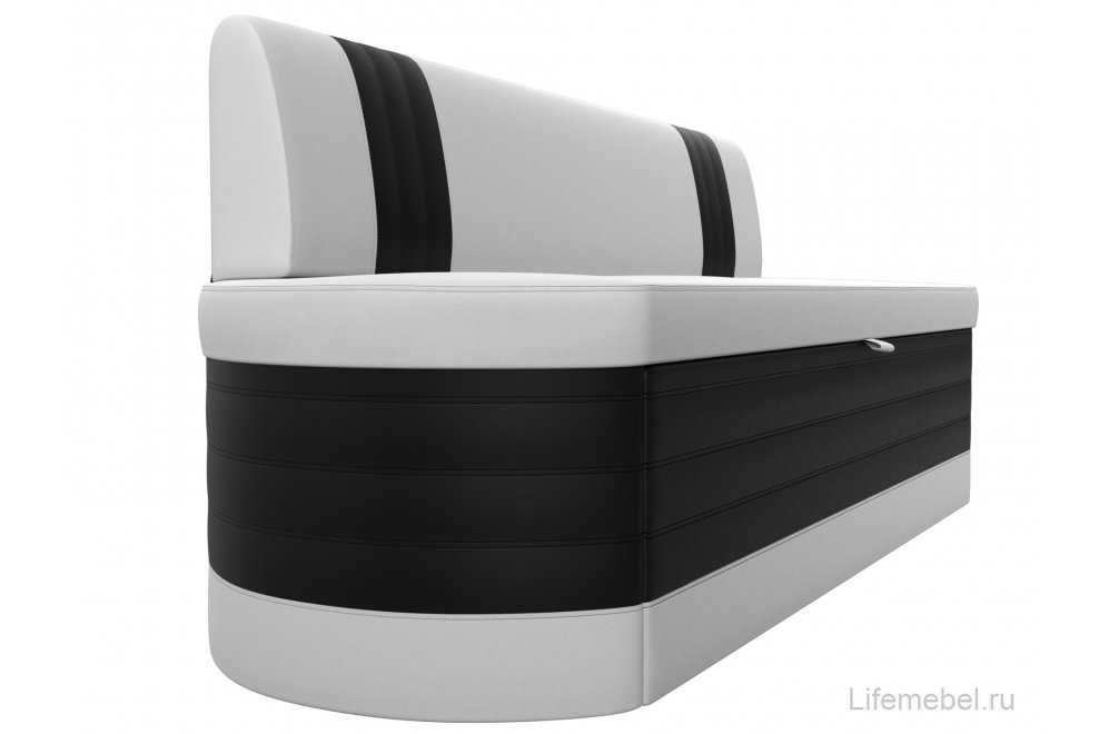 Кухонный диван Токио экокожа белая / черная