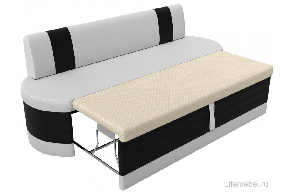 Кухонный диван Токио экокожа белая / черная