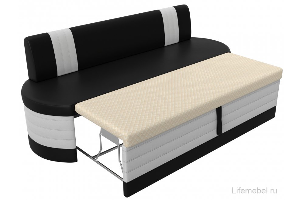 Кухонный диван Токио экокожа черная / белая