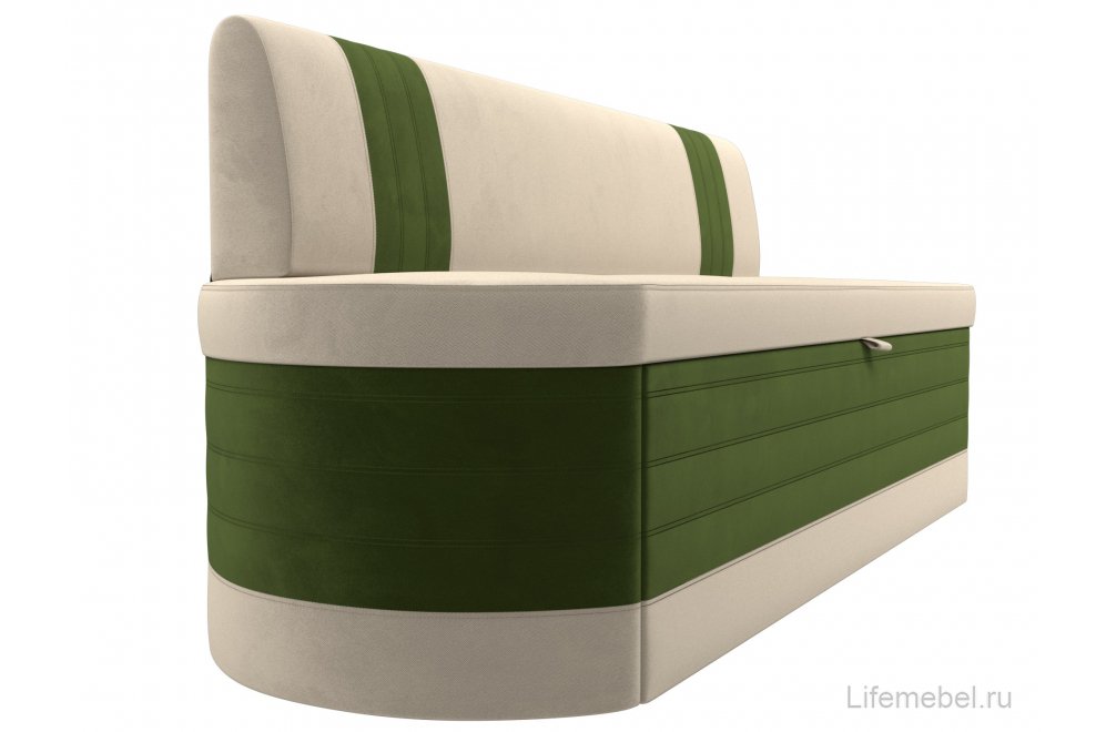 Кухонный диван Токио микровельвет бежевый / зеленый