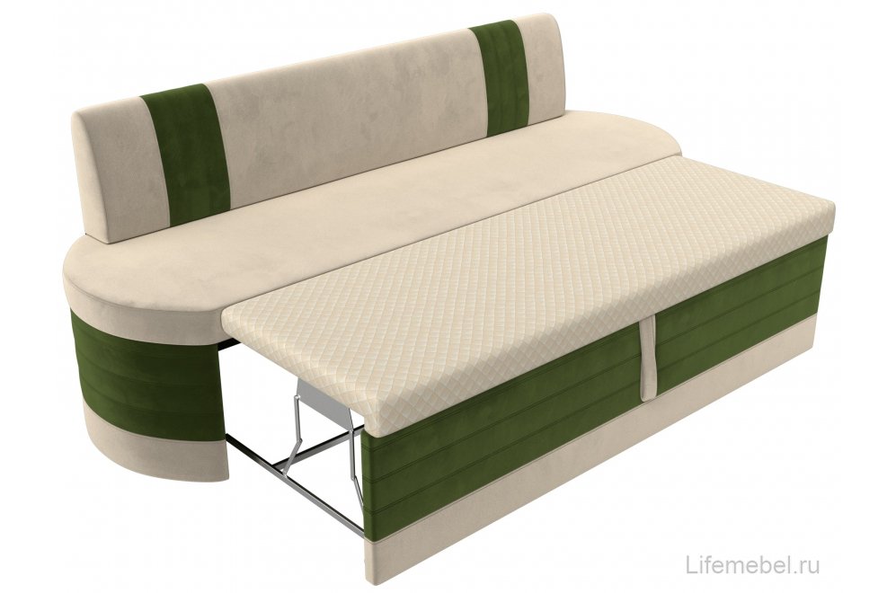 Кухонный диван Токио микровельвет бежевый / зеленый