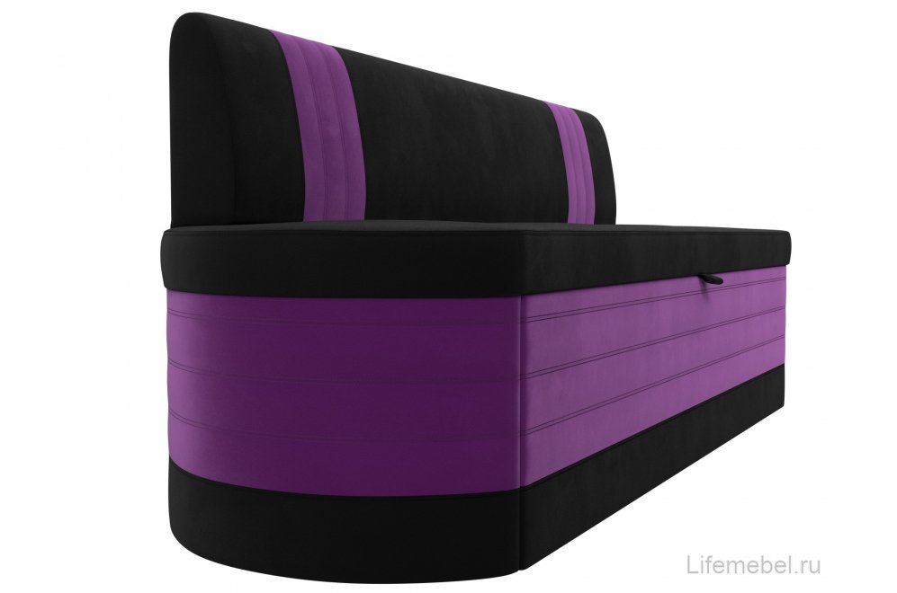 Кухонный диван Токио микровельвет черный / фиолетовый