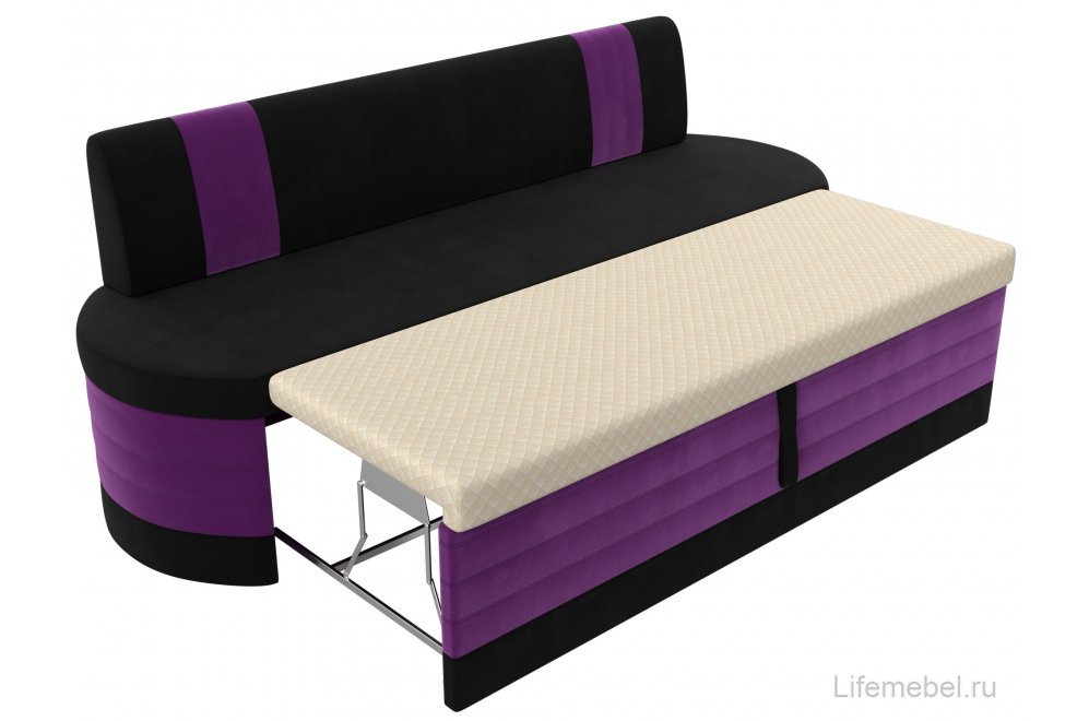 Кухонный диван Токио микровельвет черный / фиолетовый